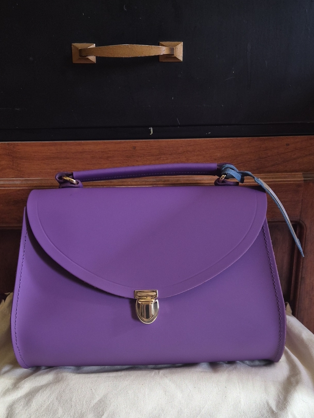 NWT Cambridge Satchel Company Purple Poppy Top-Handle Satchel with Gold Hardware